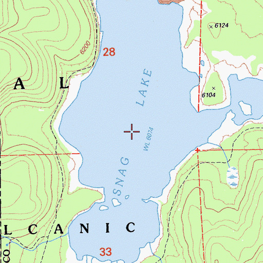 Topographic Map of Snag Lake, CA