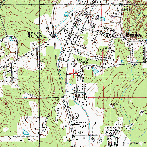 Topographic Map of Columbia Heights Volunteer Fire Department, LA