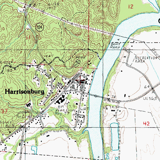 Topographic Map of Harrisonburg Volunteer Fire Department, LA