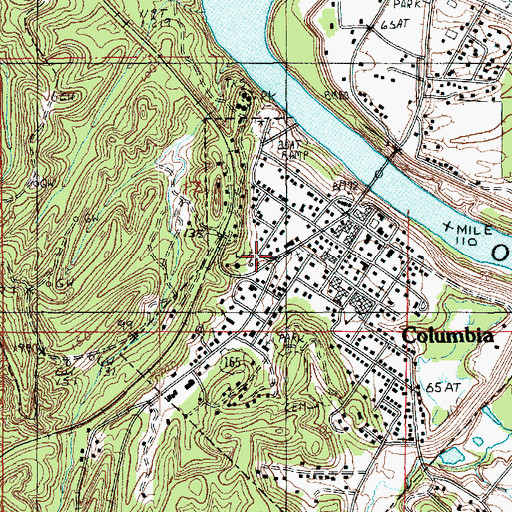 Topographic Map of Columbia Volunteer Fire Department, LA