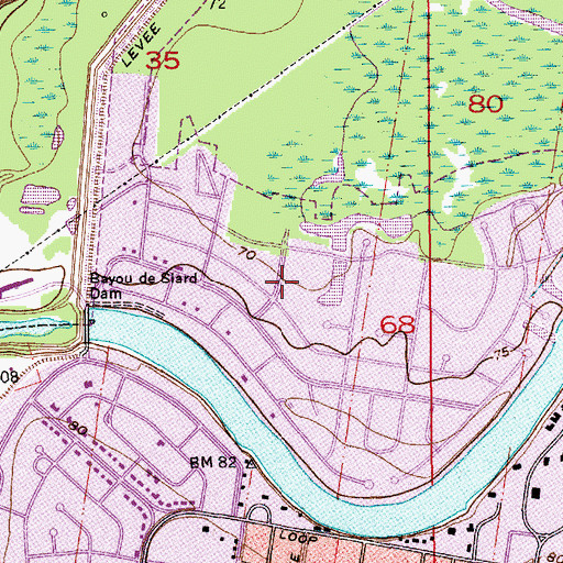 Topographic Map of Monroe Fire Department Station 3 River Oaks, LA