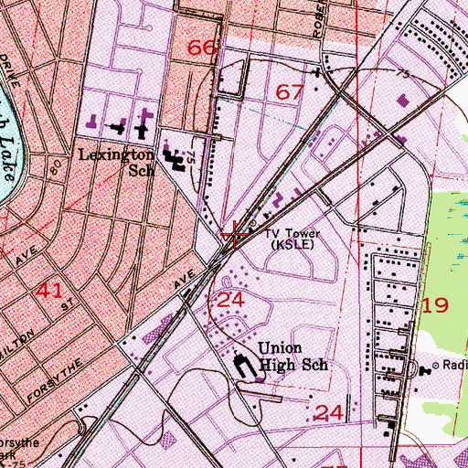 Topographic Map of Monroe Fire Department Station 6 Forsythe, LA