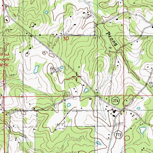 Topographic Map of Eden Fellowship Volunteer Fire Department Station 1, LA