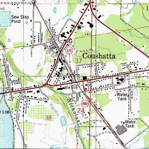 Topographic Map of Red River Fire Protection District, LA