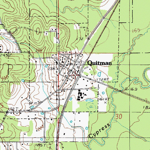 Topographic Map of Quitman Volunteer Fire Department Station 1, LA
