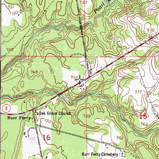 Topographic Map of Burr Ferry Volunteer Fire Department Station 5, LA