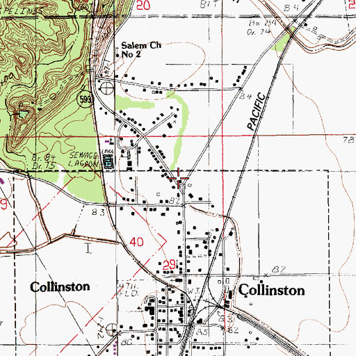Topographic Map of Collinston Volunteer Fire Department, LA