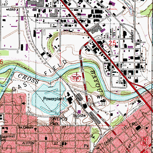 Topographic Map of Shreveport Fire Department Station 1, LA
