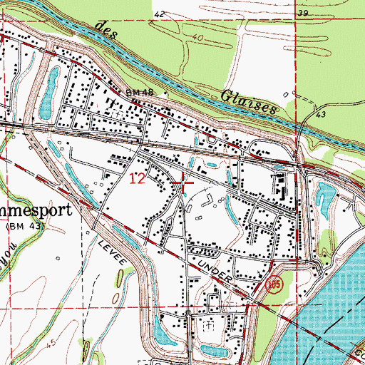 Topographic Map of Simmesport Volunteer Fire Department, LA