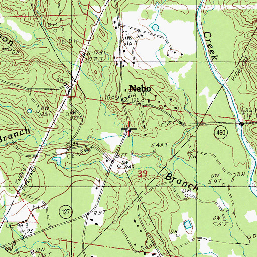 Topographic Map of Rogers Nebo Volunteer Fire Department, LA