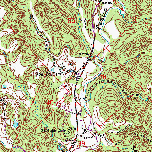 Topographic Map of Tunica Volunteer Fire Department, LA