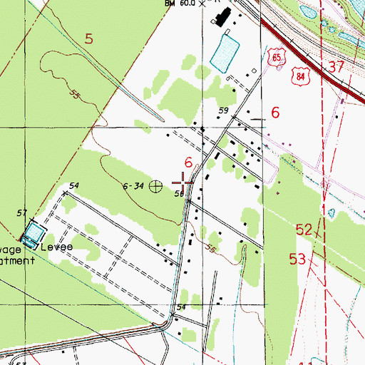 Topographic Map of Concordia Fire District 2, LA