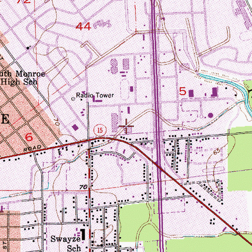 Topographic Map of Monroe Fire Department Station 2 Public Safety Center, LA