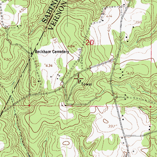Topographic Map of Hornbeck Fire Tower, LA