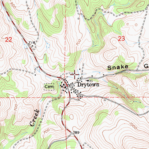 Topographic Map of Snake Gulch, CA