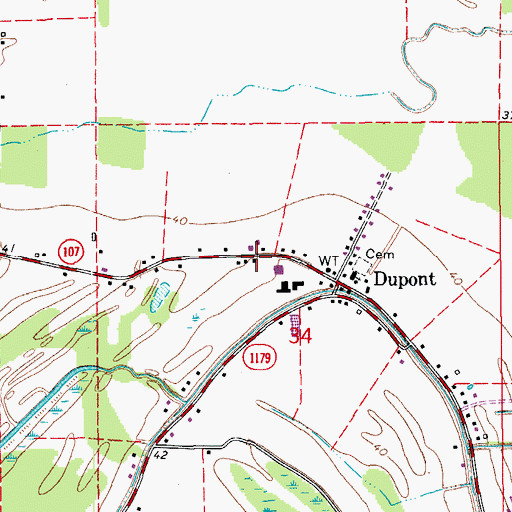 Topographic Map of Dupont Volunteer Fire Department Main Station, LA