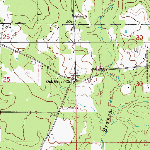 Topographic Map of Oak Hill Volunteer Fire Department Station 1, LA