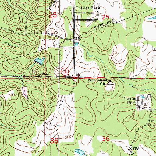 Topographic Map of Sandy Hill Volunteer Fire Department Station 7, LA