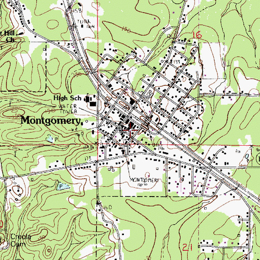 Topographic Map of Montgomery Volunteer Fire Department, LA
