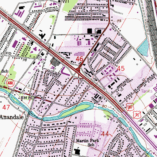 Topographic Map of Rapides Parish Fire District 2 Station 1, LA