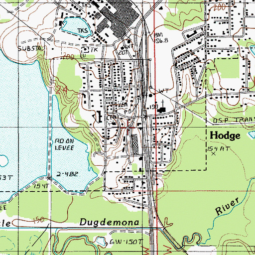 Topographic Map of Hodge Volunteer Fire Department, LA