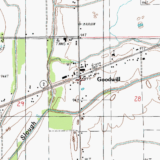 Topographic Map of Goodwill Volunteer Fire Department, LA