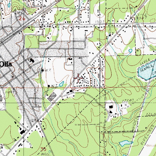Topographic Map of Olla Volunteer Fire Department Station 1, LA
