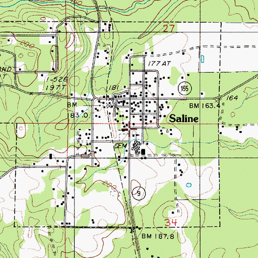 Topographic Map of Bienville Parish Fire Protection Ward 7 Station 1 Saline, LA