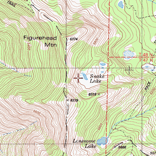 Topographic Map of Snake Lake, CA