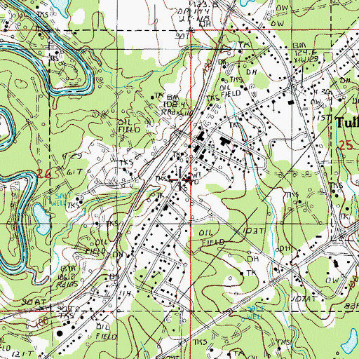 Topographic Map of Tullos Volunteer Fire Department, LA