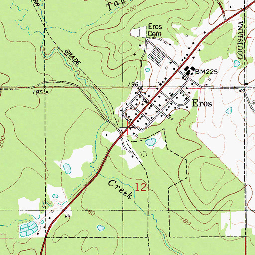 Topographic Map of Eros Volunteer Fire Department, LA