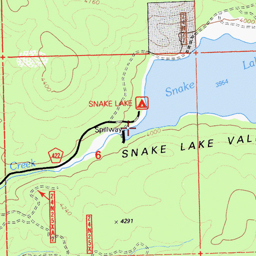 Topographic Map of Snake Lake Valley, CA
