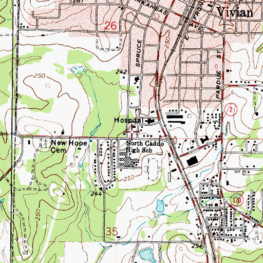 Topographic Map of Caddo Parish Fire District 8, LA