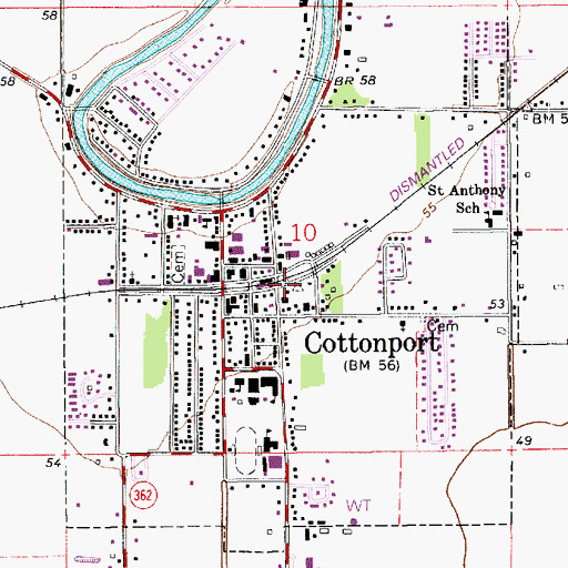 Topographic Map of Cottonport Volunteer Fire and Rescue, LA
