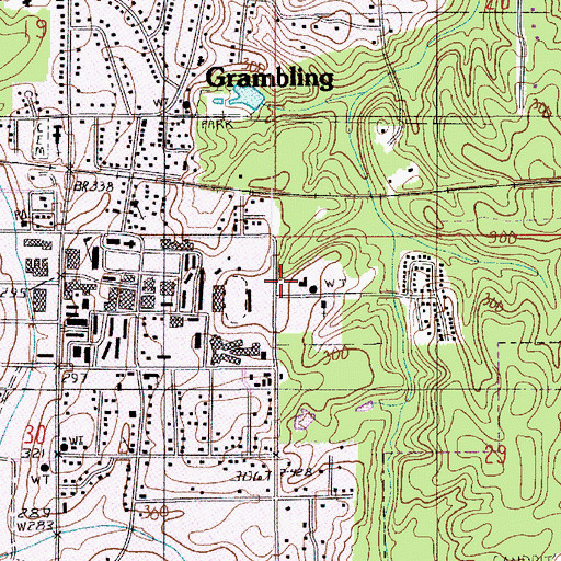 Topographic Map of Grambling Fire Department, LA