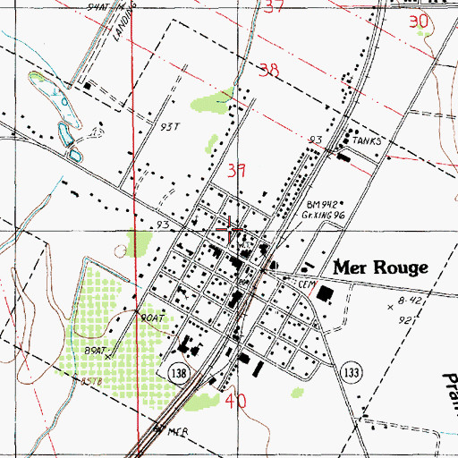 Topographic Map of Mer Rouge Volunteer Fire Department, LA