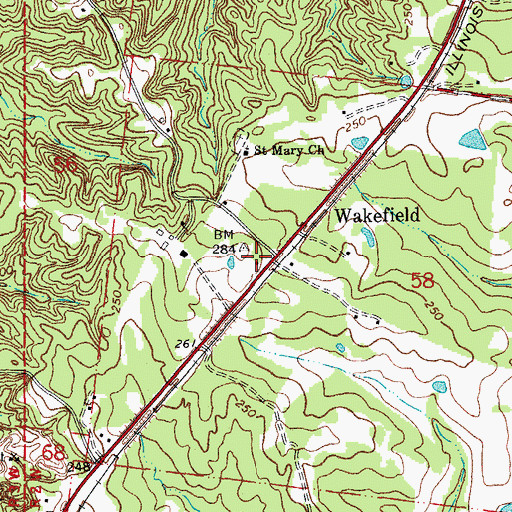 Topographic Map of Wakefield Volunteer Fire Department, LA