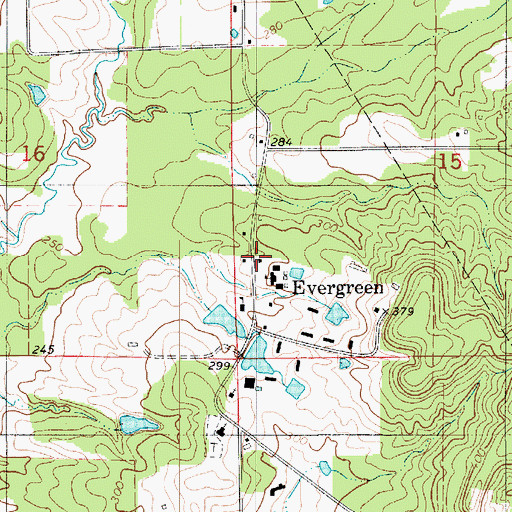Topographic Map of Evergreen Fire Department, LA