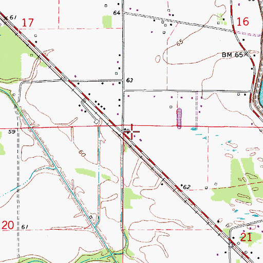 Topographic Map of Echo - Poland Volunteer Fire Department Station 1, LA