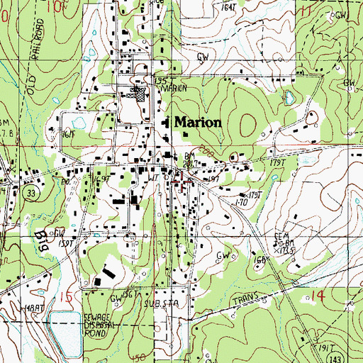 Topographic Map of Marion Volunteer Fire Department, LA
