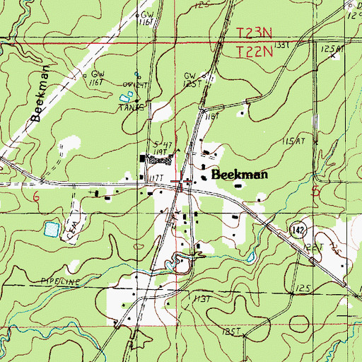 Topographic Map of Beekman Volunteer Fire Department Ward 2, LA