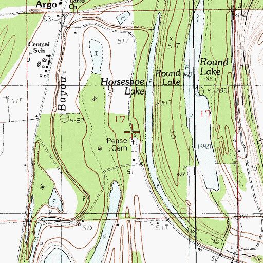 Topographic Map of Larto Volunteer Fire Department, LA