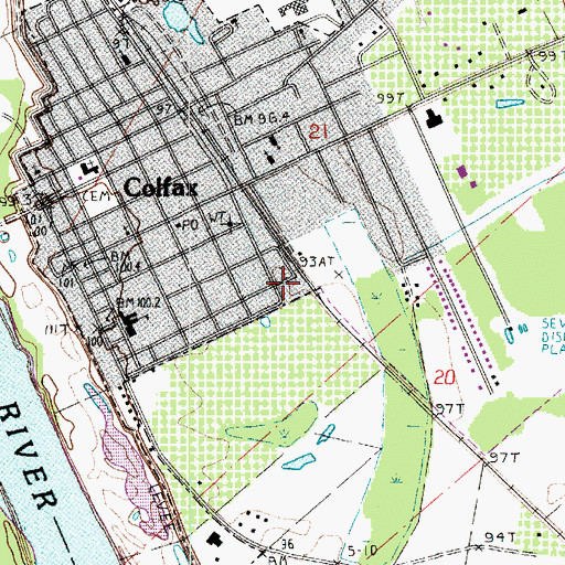 Topographic Map of Grant Parish Fire District 1, LA