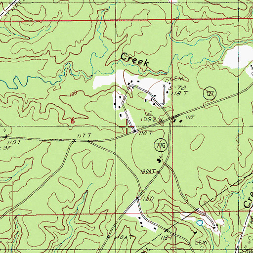 Topographic Map of Rogers Nebo Volunteer Fire Department Station 2, LA