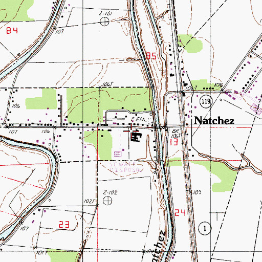 Topographic Map of Natchitoches Fire Protection Parish District 5, LA