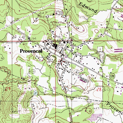 Topographic Map of Provencal Volunteer Fire Department, LA