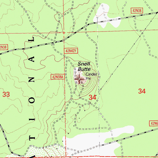 Topographic Map of Snell Butte, CA