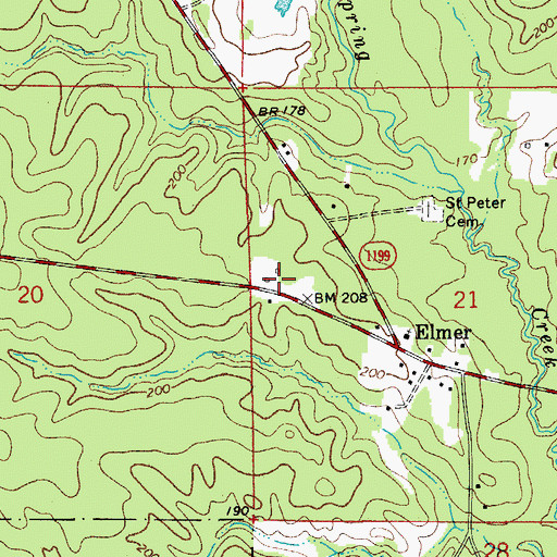 Topographic Map of Oak Hill Volunteer Fire Department Station 3, LA