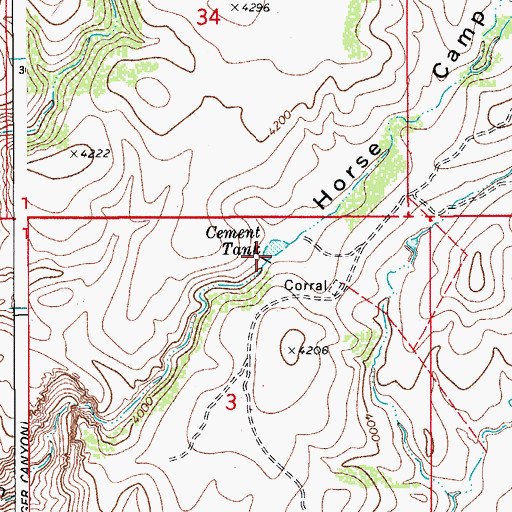 Topographic Map of Cement Tank, AZ