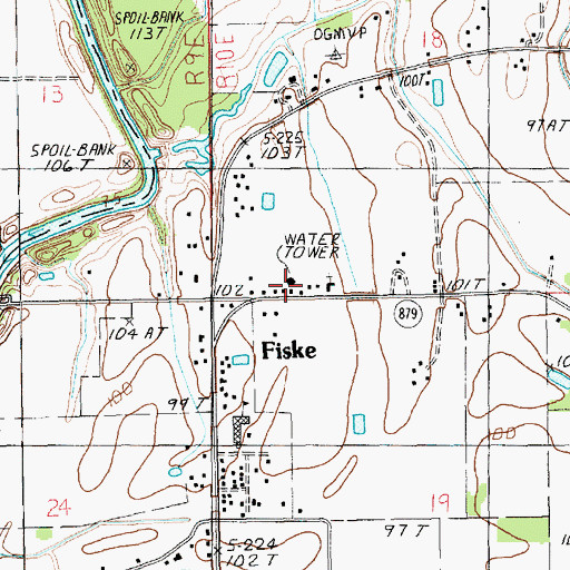 Topographic Map of Fiske Union Volunteer Fire Department Central Station, LA